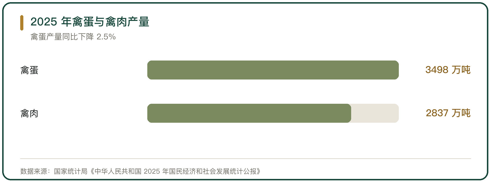 2025 年禽蛋与禽肉产量