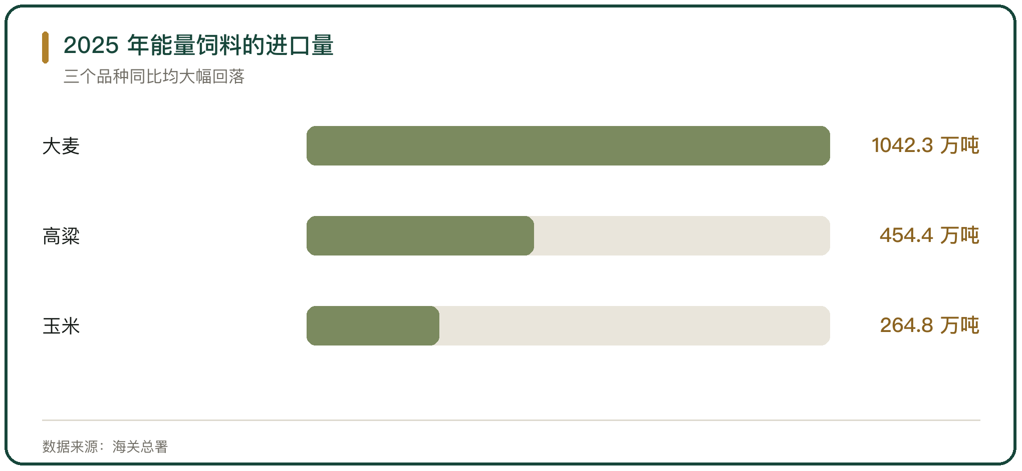 2025 年能量饲料的进口量