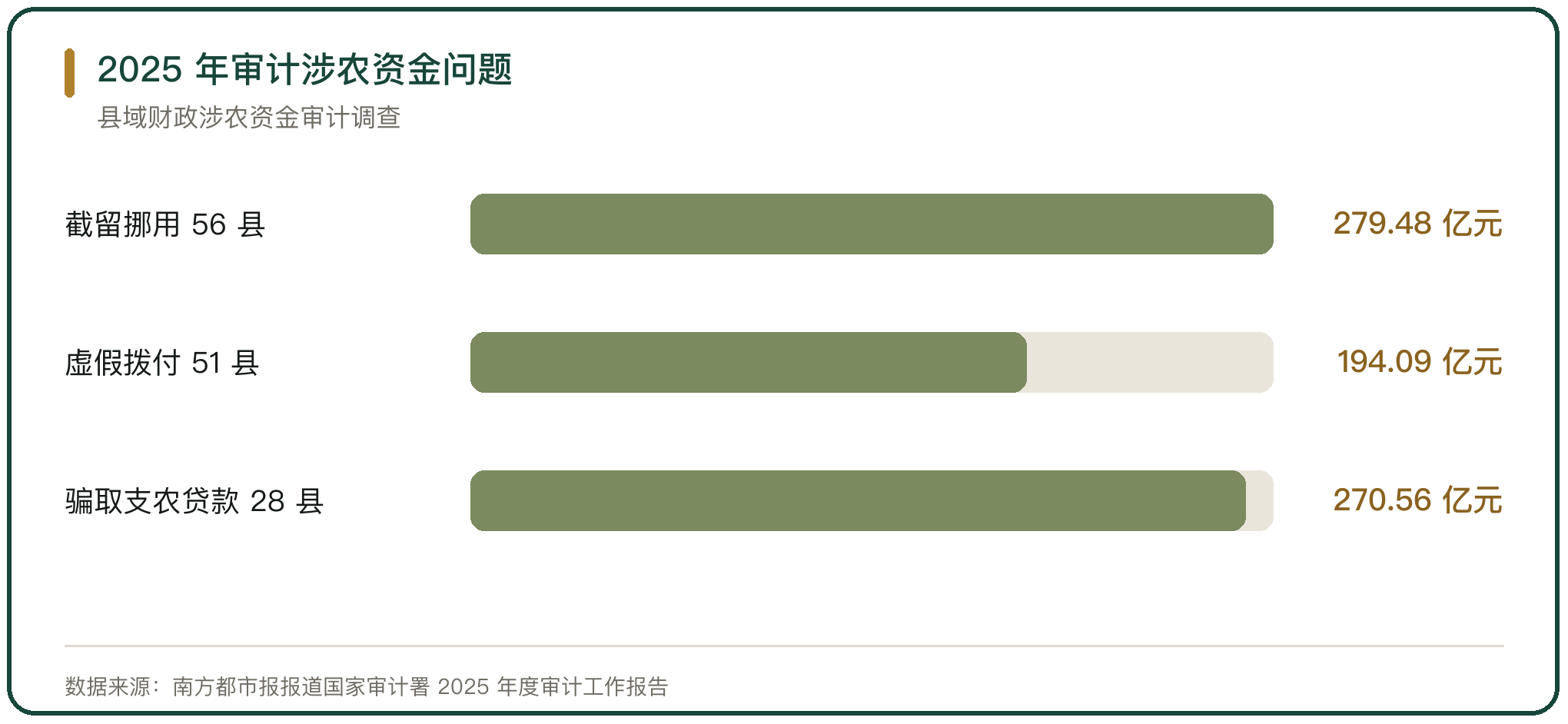 2025 年审计涉农资金问题